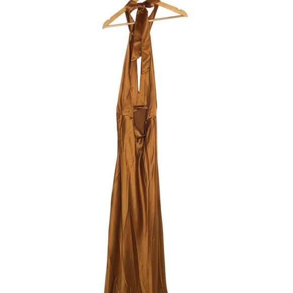 Something Navy  Halter Gown Satin Cutout Maxi Orange M - Picture 12 of 16